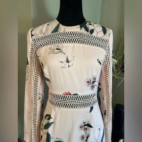 Keepsake the Label Pink Blush Botanic Floral Indulge Long Sleeve Dress Sz S 006 - Picture 3 of 6